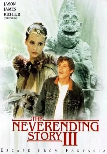 Capa de The NeverEnding Story III com Bastian e o Come-Pedras
