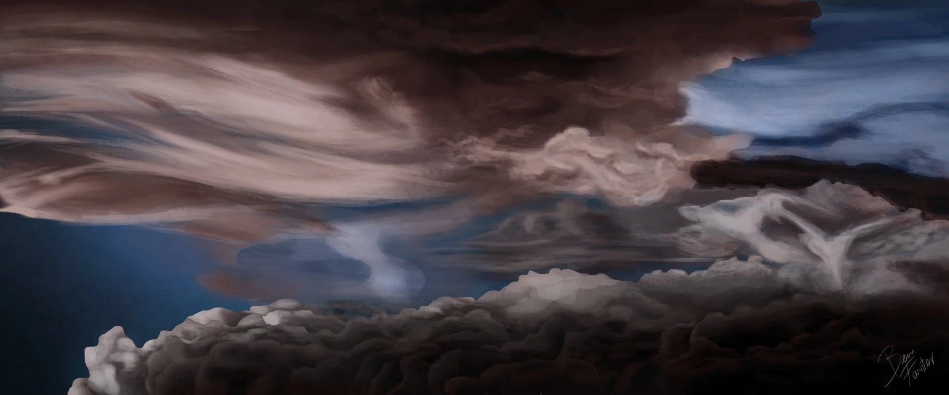 Céu tempestuoso com nuvens escuras se fechando